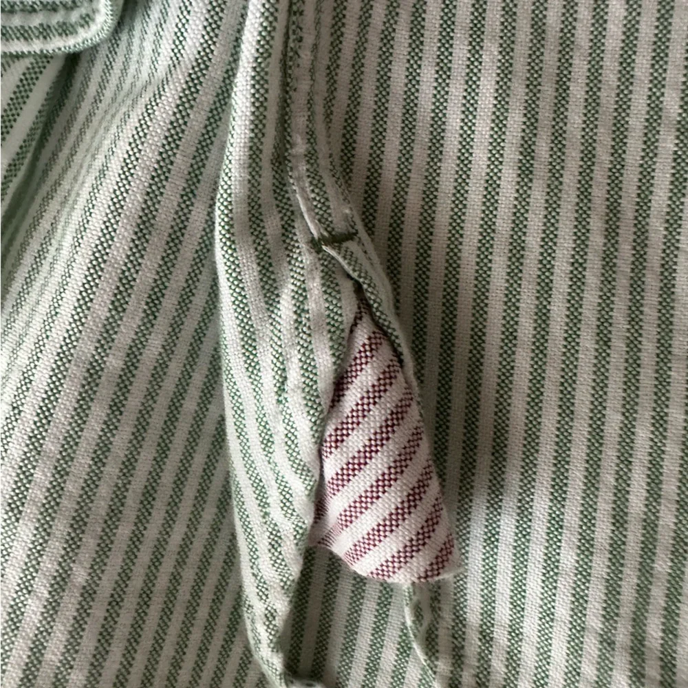 Tommy Hilfiger Oxford Green Striped Shirt Original Crest Logo Men's MEDIUM - Picture 10 of 10